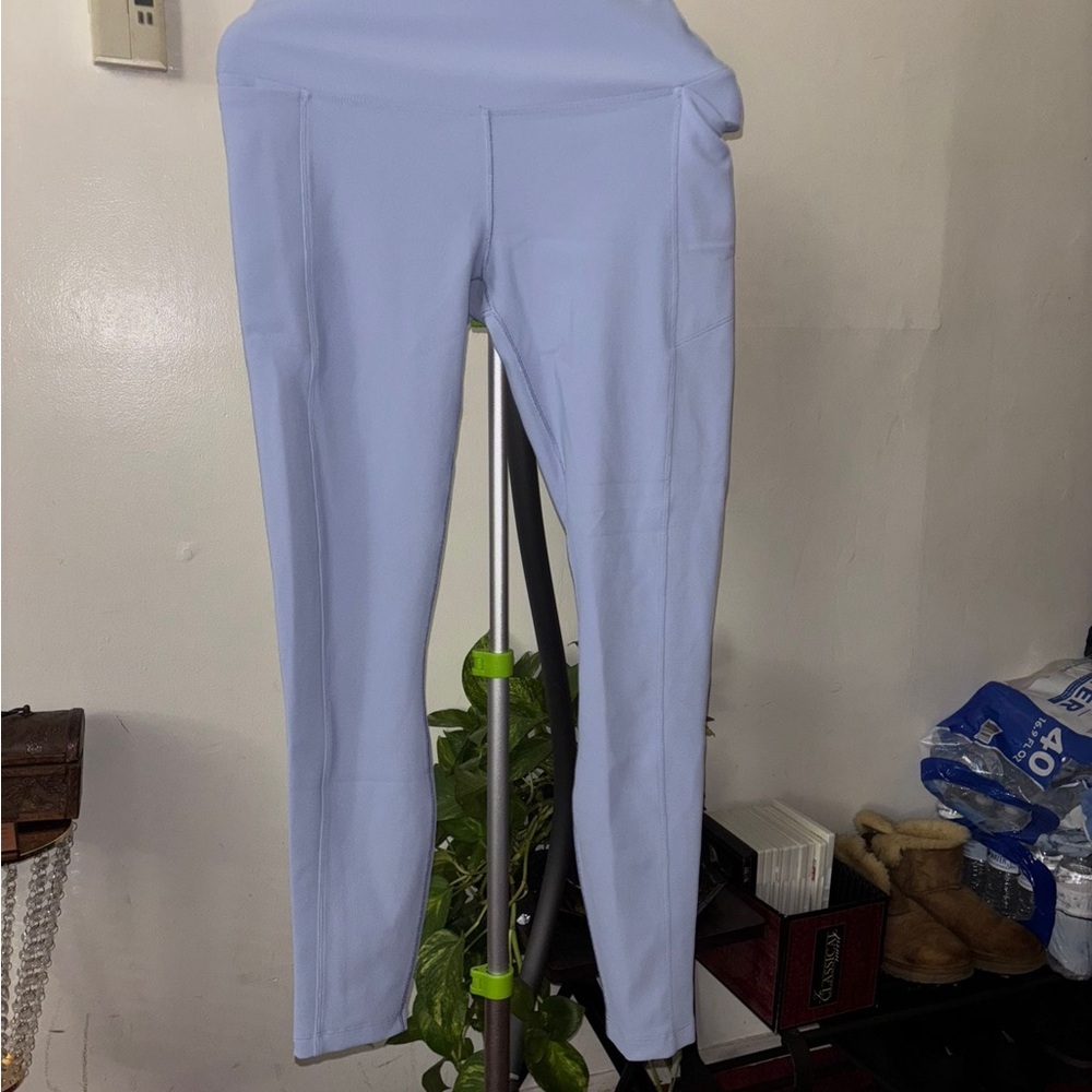 Alia Blue Leggings with Wide Waistband and Relaxed Fit